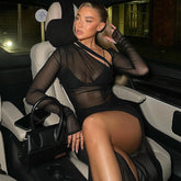 Vestido largo de invierno de manga larga con aberturas y espalda descubierta para mujer